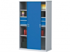 Sliding Door Cabinet with Middle Drawer