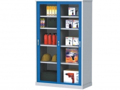Glass Sliding Door Cabinet with 4 shelves