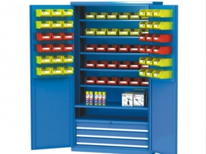 Industrial Hanging Panel Storage Cabinet with Bottom Drawer